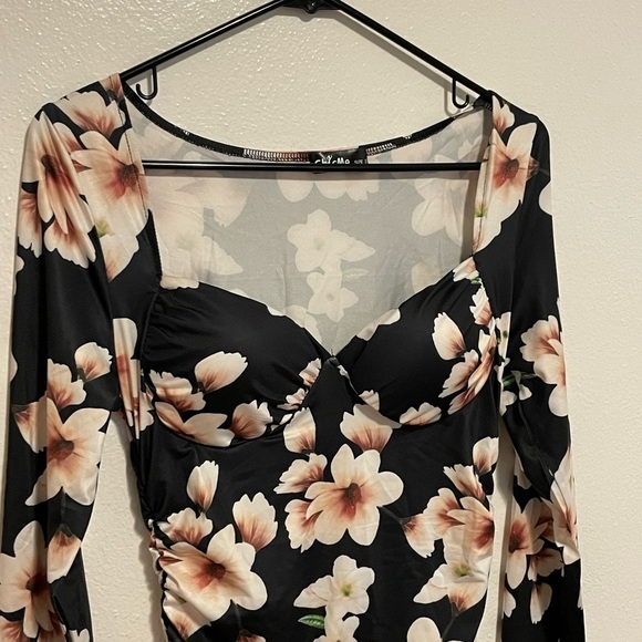 Floral Print Sweetheart Neck Ruched Mini Dress Size Small NEW - Picture 9 of 11